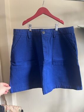 Lucy & Yak Cobalt Blue Mini Skirt with Front Pockets